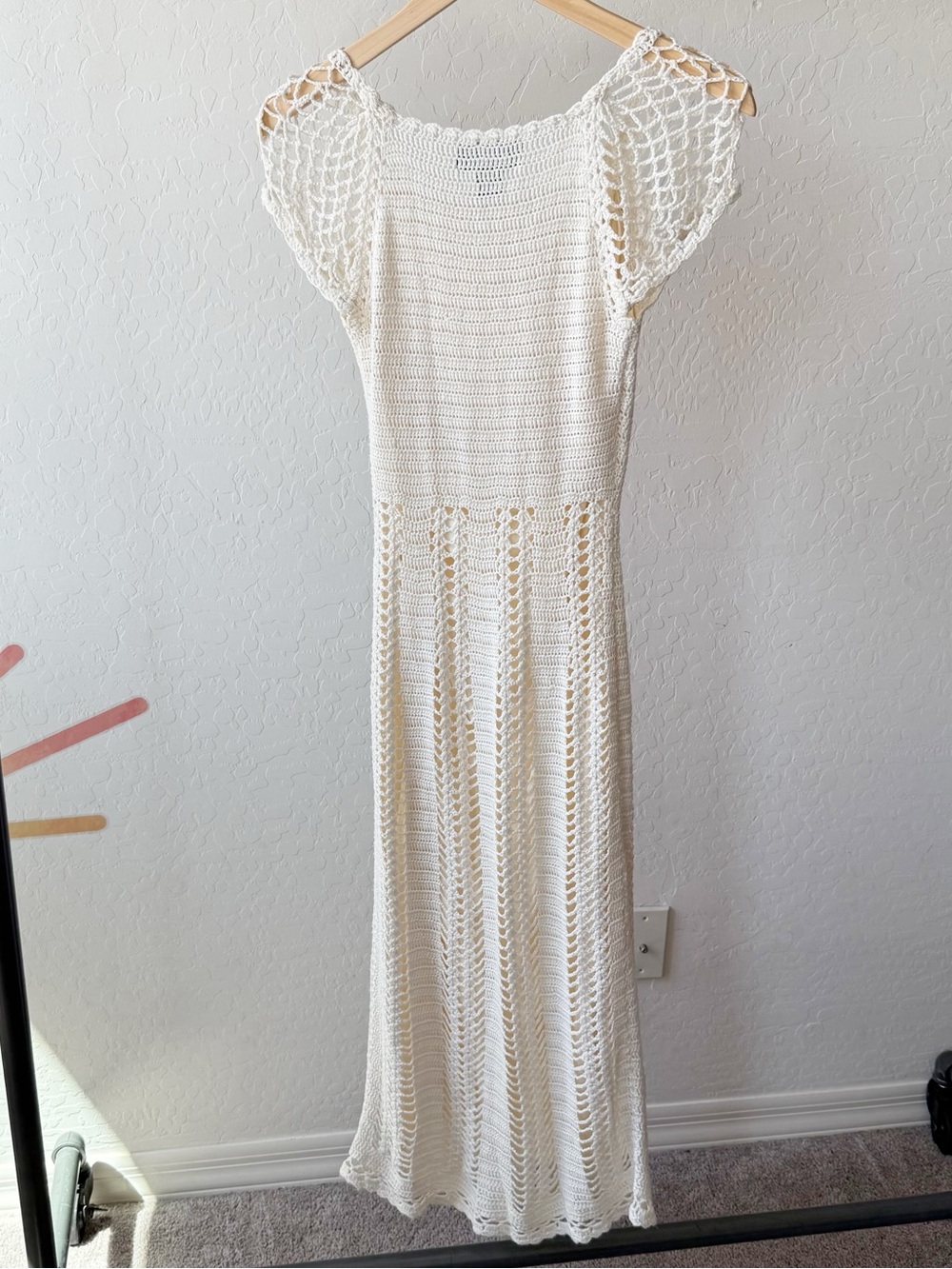 Vtg 90’s Express Handknit Crochet Midi Boho Cottagecore Dress - Picture 2 of 8